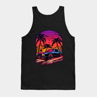 Retro Car in Synthwave Style Tank Top